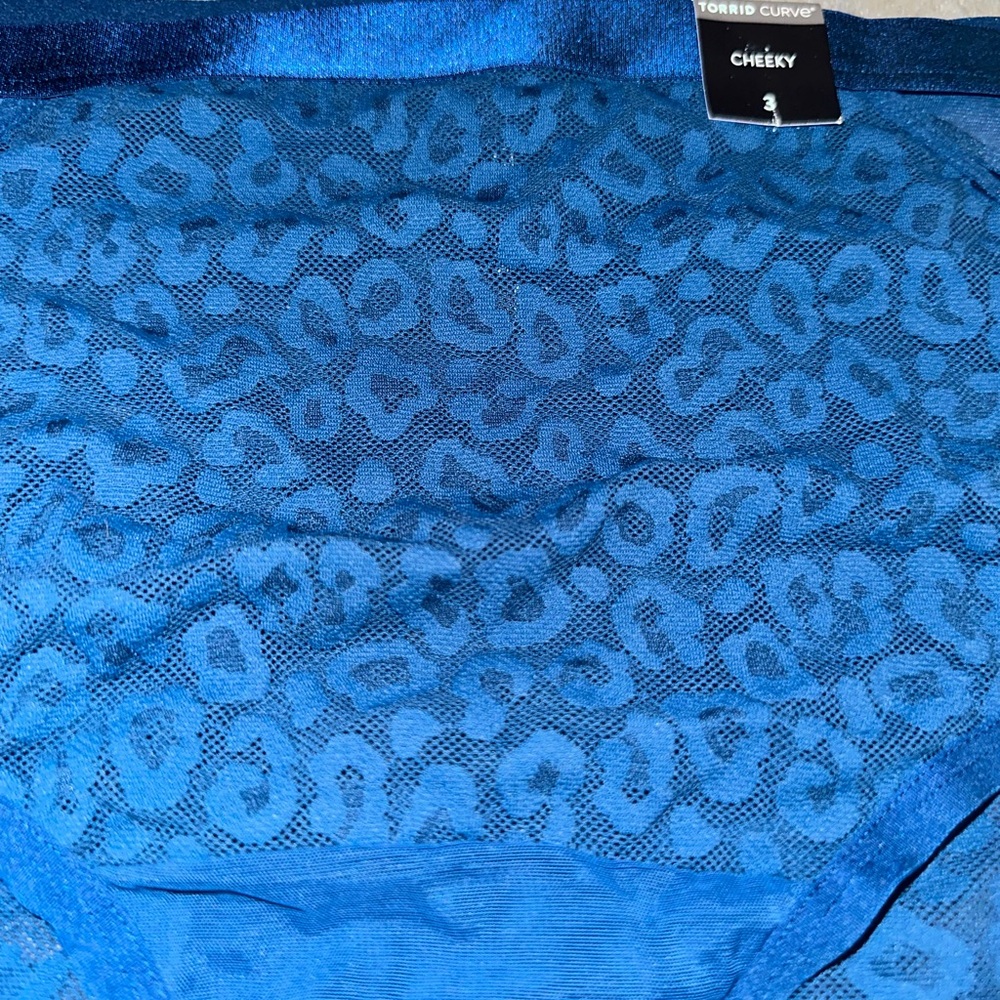 Torrid Blue Leopard Print Sheer Panties - Picture 2 of 6